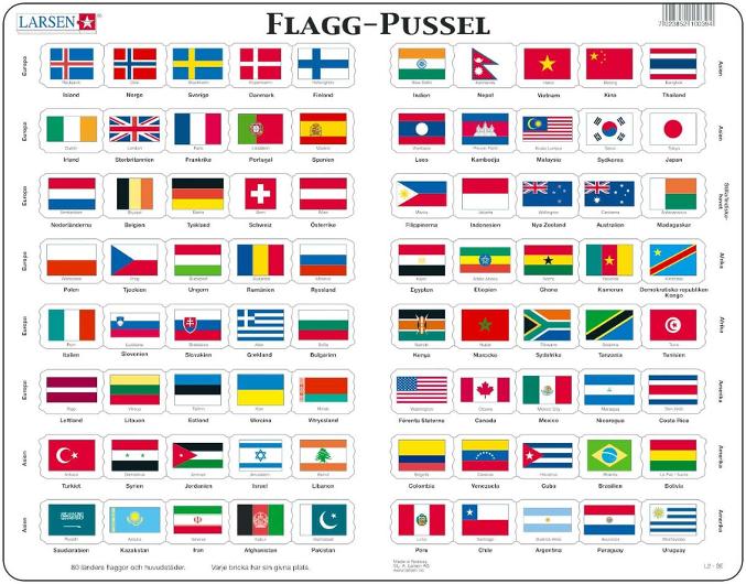 Pussel Flaggpussel 80 bitar | Skola och förskola - Lekmaterial - Pussel - Askpussel | Kontorsexperten
