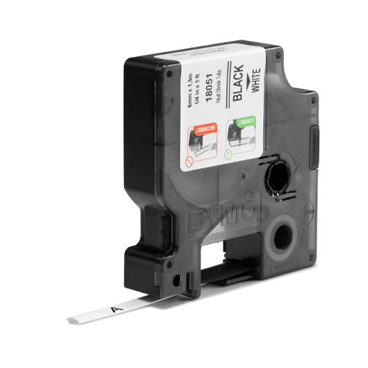 DYMO Tape Rhino krympslang 6mm svart på vit | Kontorsmaskiner - Märkmaskiner och tape - Tape - Dymo Rhino | Kontorsexperten