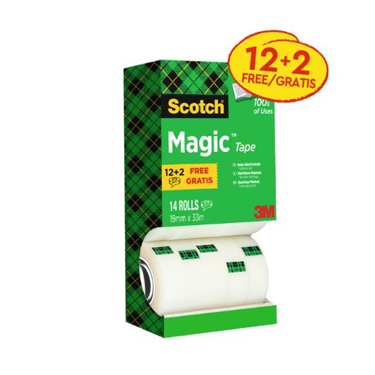 Scotch® Magic™-tejp i stapelpaket, genomskinlig, 19 mm x 33 m, 14/fp | Kontorsmaterial - Tejp lim och häftmassa - Tejp - Dokument | Kontorsexperten
