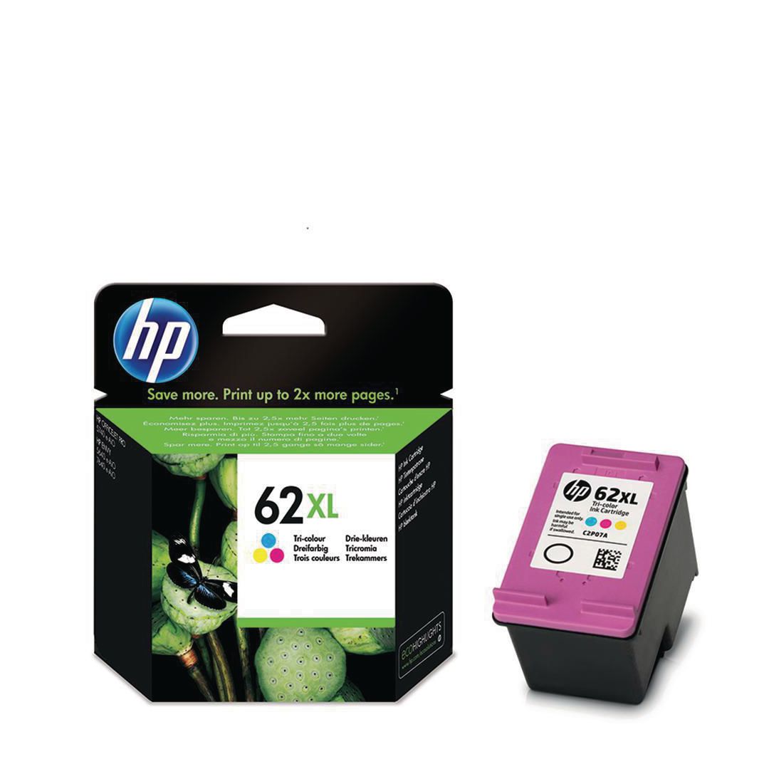 HP Bläckpatron C2P07AE 62XL C/M/Y | Toner och bläck - Bläckpatroner - Bläckpatroner HP | Kontorsexperten