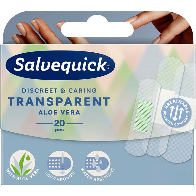 SALVEQUICK Plåster Aloe Vera transparent 20/fp | Skyddsutrustning - Första Hjälpen - Plåster | Kontorsexperten