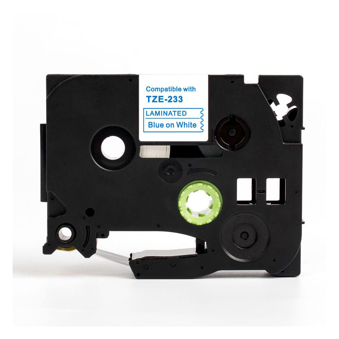 Tape 12mm TZe-233 Blå på Vit | Kontorsmaskiner - Märkmaskiner och tape - Tape - Brother TZ | Kontorsexperten