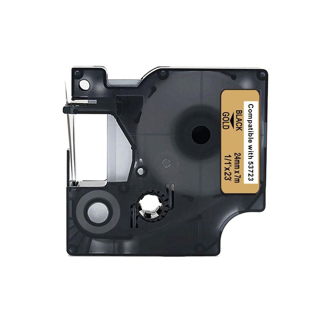 Tape 24mm Svart på Guld | Kontorsmaskiner - Märkmaskiner och tape - Tape - Dymo D1 | Kontorsexperten