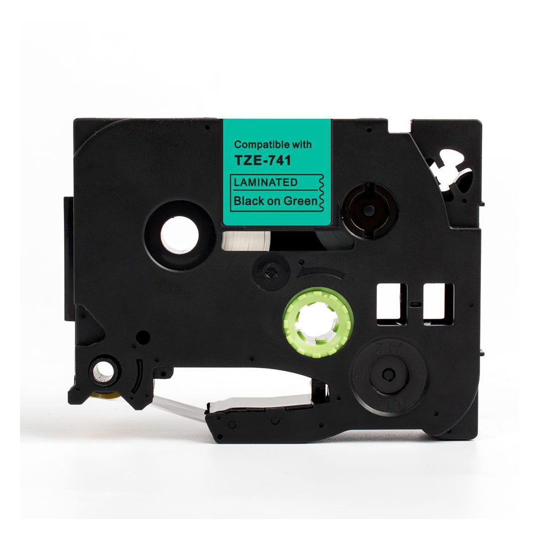 Tape 18mm TZe-741 Svart på Grön | Kontorsmaskiner - Märkmaskiner och tape - Tape - Brother TZ | Kontorsexperten