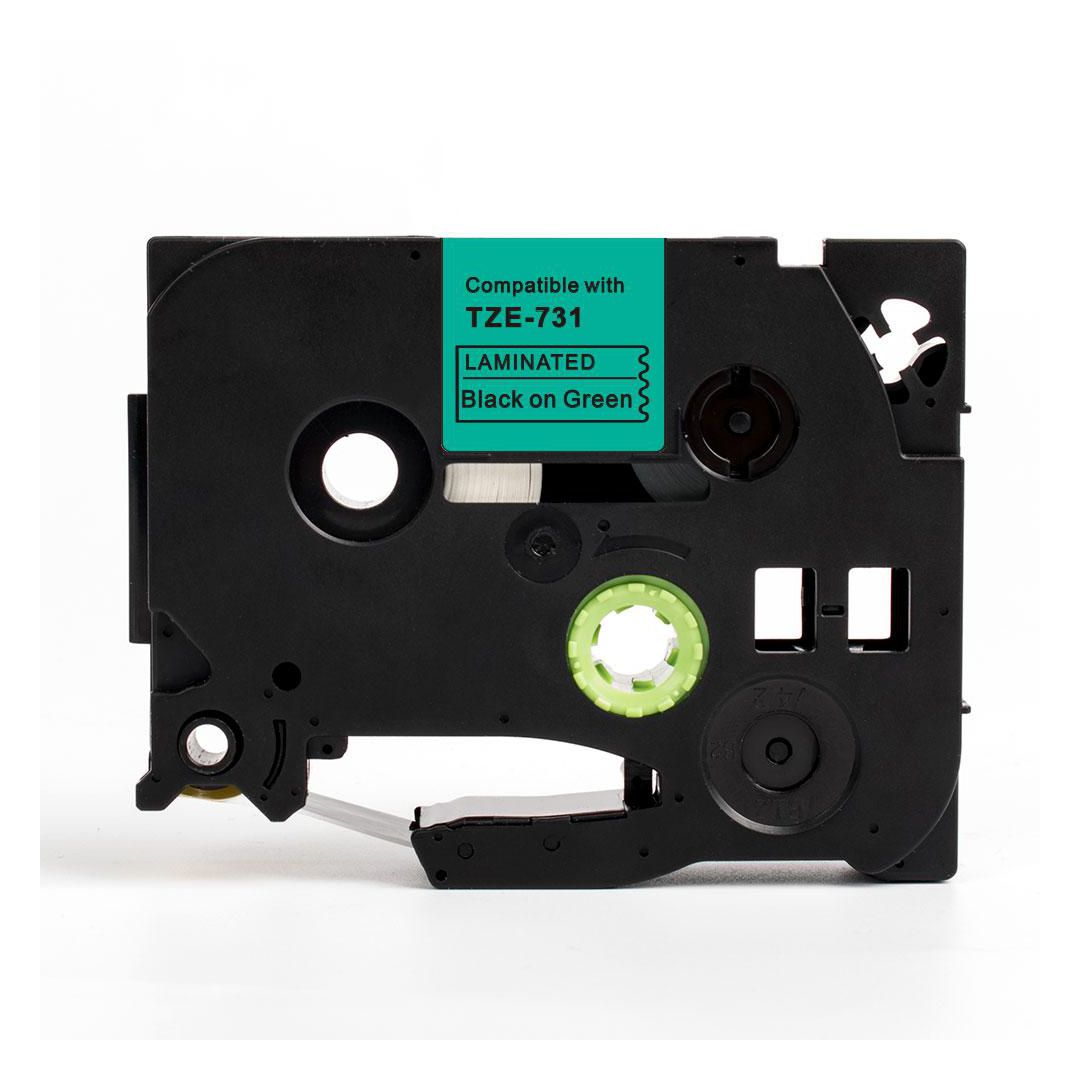Tape 12mm TZe-731 Svart på Grön | Kontorsmaskiner - Märkmaskiner och tape - Tape - Brother TZ | Kontorsexperten