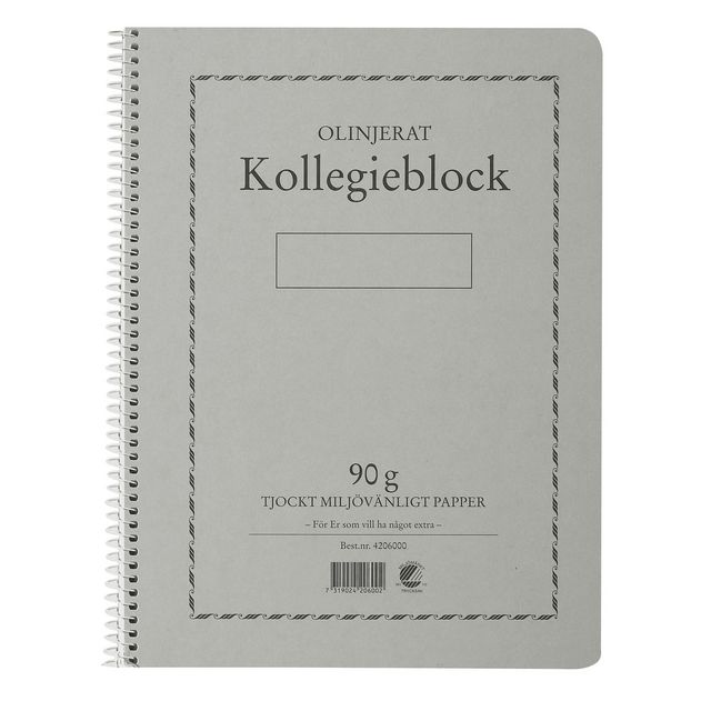 Kollegieblock A4 90g 70 blad olinjerad Träfritt papper | Kontorsmaterial - Block och anteckningsböcker - Kollegieblock | Kontorsexperten