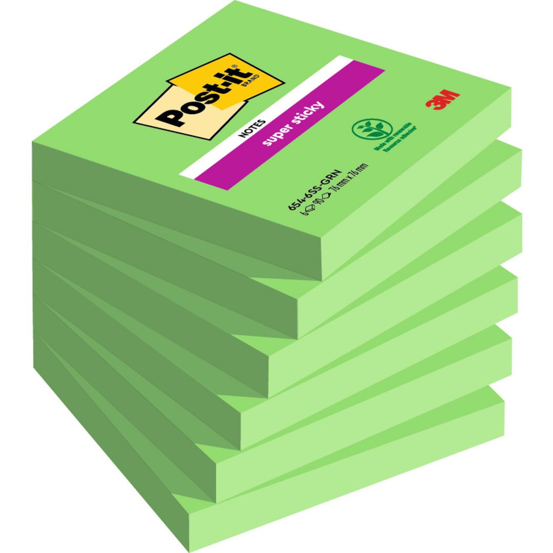 POST-IT Super Sticky-notislappar, 76 x 76 mm, sparrisgröna, 90 ark | Kontorsmaterial - Notes och Post-It - Notes - Färgade | Kontorsexperten
