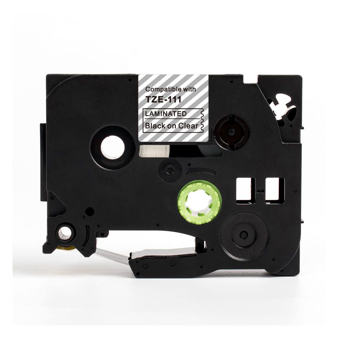 Tape 6mm TZe-111 Svart på Klar | Kontorsmaskiner - Märkmaskiner och tape - Tape - Brother TZ | Kontorsexperten