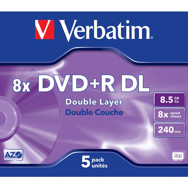 VERBATIM DVD+R 8,5GB Dual Layer 5/fp | Datorprodukter - Lagring - DVD-skivor | Kontorsexperten