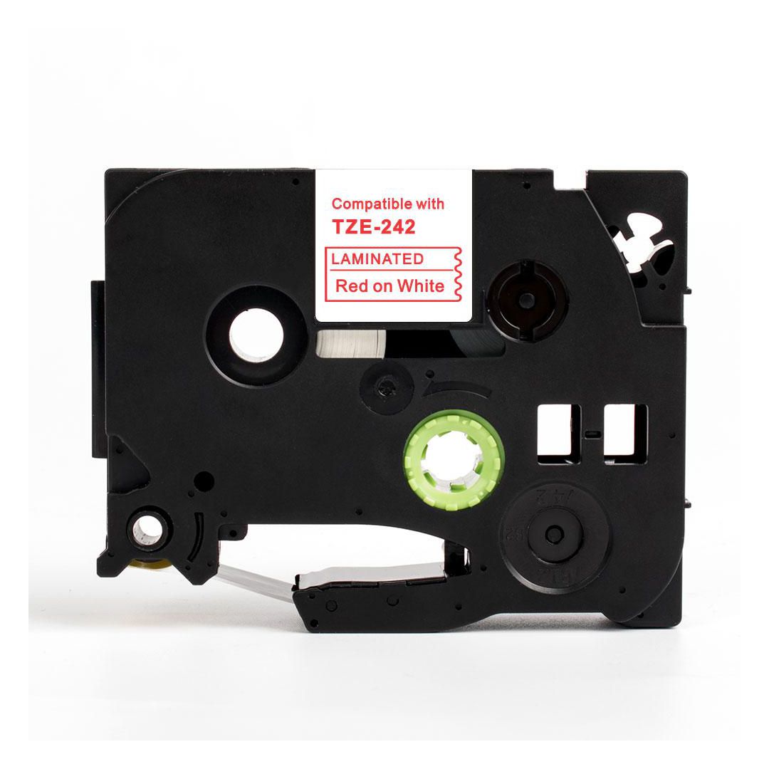 Tape 18mm TZe-242 Röd på Vit | Kontorsmaskiner - Märkmaskiner och tape - Tape - Brother TZ | Kontorsexperten