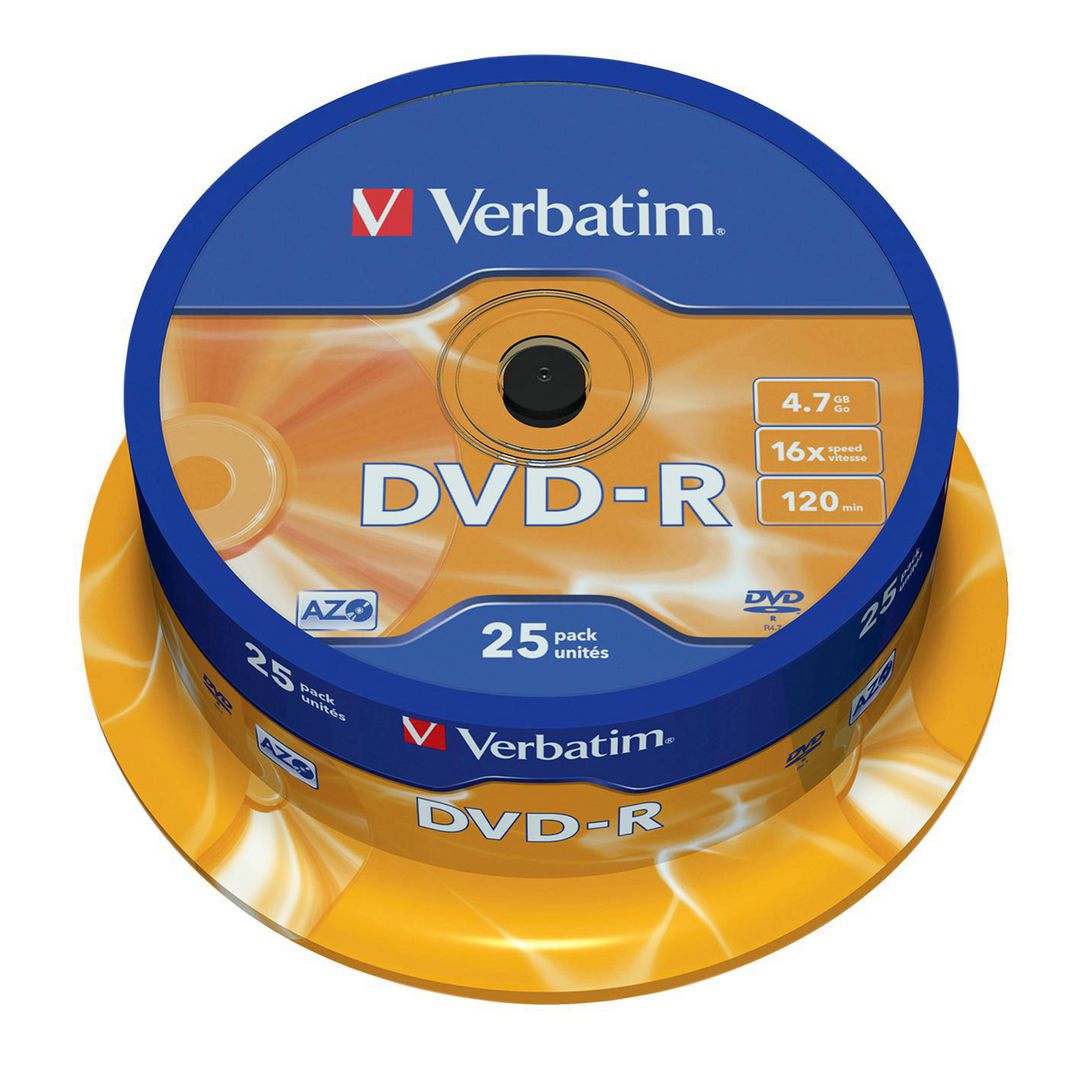 VERBATIM DVD-R 4,7 GB, 16X spindel 25/fp | Datorprodukter - Lagring - DVD-skivor | Kontorsexperten