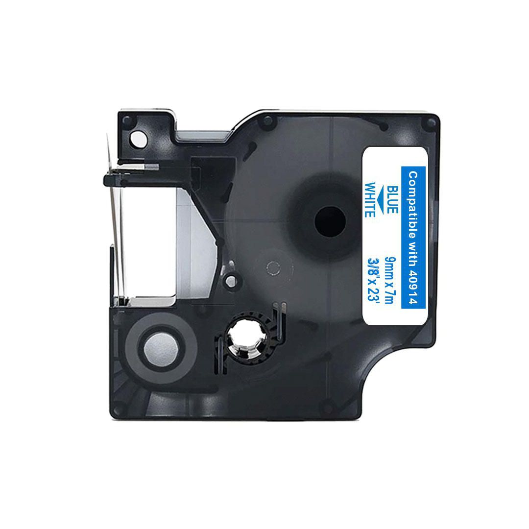 Tape 9mm Blå på Vit | Kontorsmaskiner - Märkmaskiner och tape - Tape - Dymo D1 | Kontorsexperten