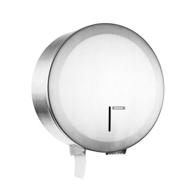 KATRIN Dispenser Gigant L hygienisk, manuell, borstat rostfritt stål, silver | Städ och hygien - Toalettpapper och torkpapper - Hållare - Torkrullar | Kontorsexperten