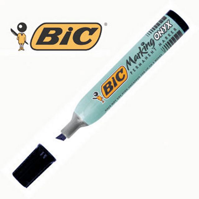 BIC Marking Onyx 1591, permanent märkpenna, mejselformad spets, 3,5–5,5 mm linjebredd, pennkropp i metall, svart | Kontorsmaterial - Pennor - Märkpennor - Skuren spets | Kontorsexperten