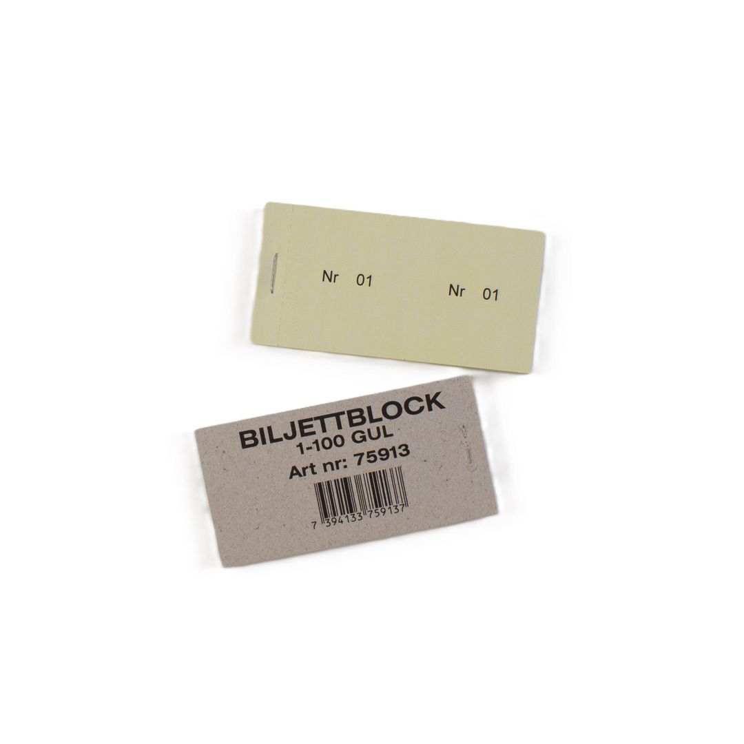 Biljettblock 1-100 gul | Kontorsmaterial - Butiksmaterial - Kösystem och biljetter | Kontorsexperten
