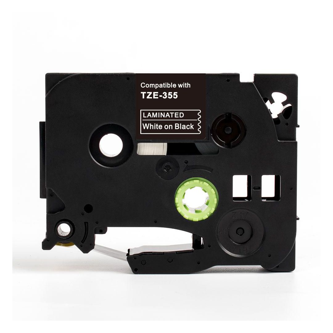 Tape 24mm TZe-355 Vit på Svart | Kontorsmaskiner - Märkmaskiner och tape - Tape - Brother TZ | Kontorsexperten