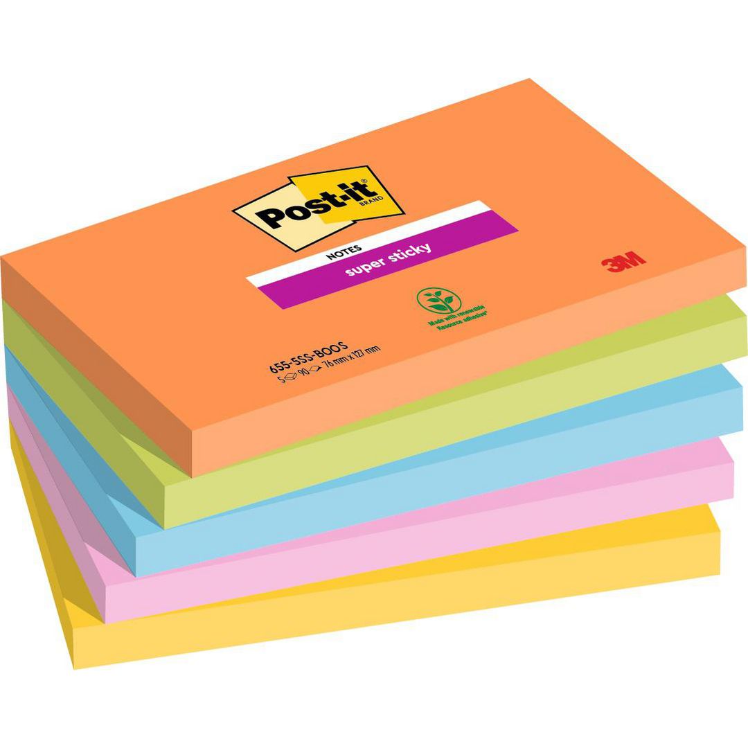 POST-IT Notes Supersticky Boost 76x127mm 5/fp | Kontorsmaterial - Notes och Post-It - Notes - Extra sticky | Kontorsexperten