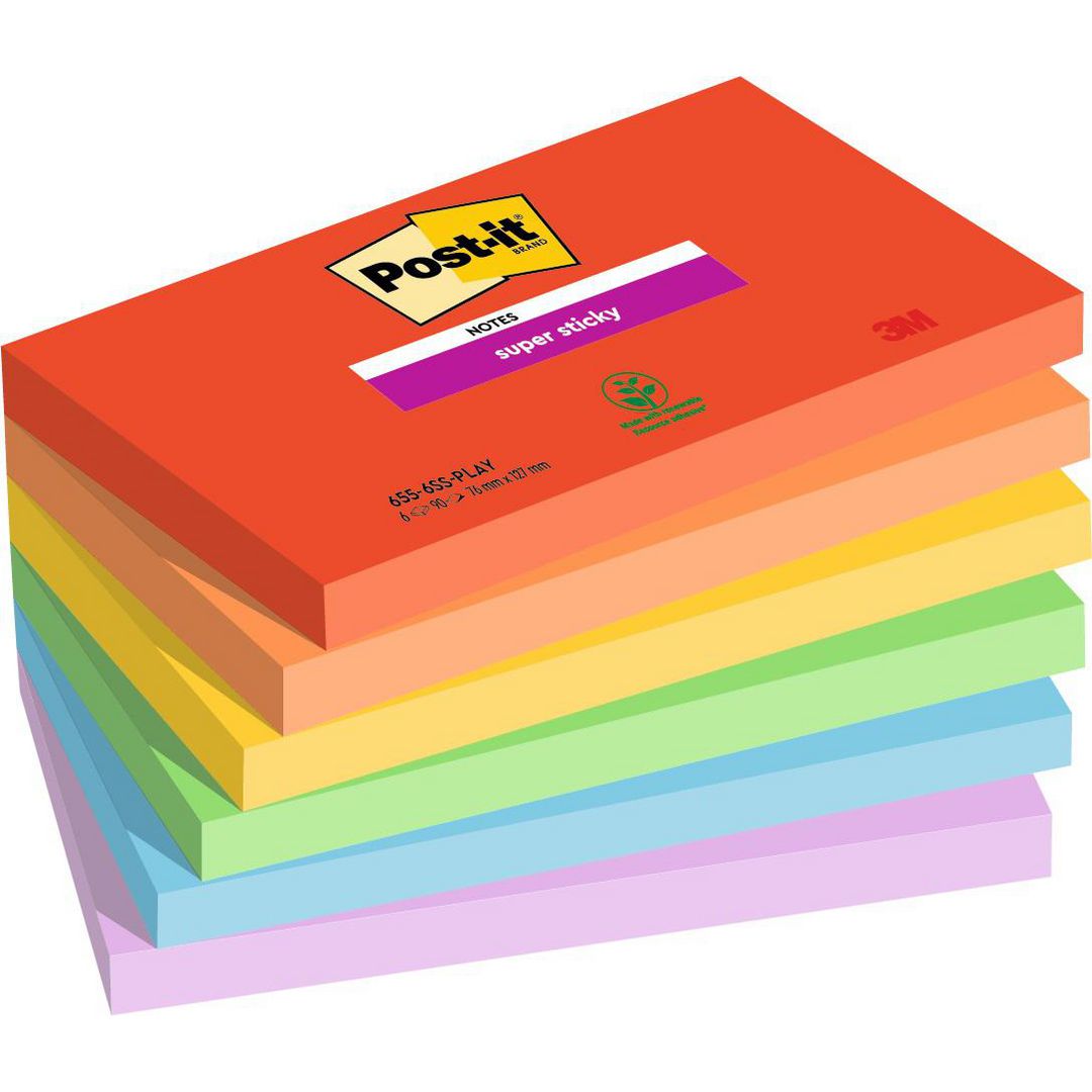 POST-IT Notes Supersticky Playful 76x127mm 6/fp | Kontorsmaterial - Notes och Post-It - Notes - Extra sticky | Kontorsexperten