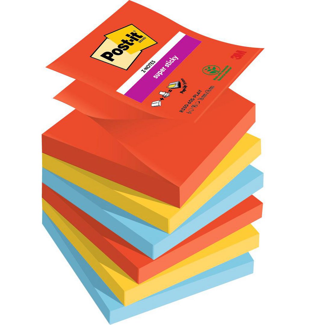 POST-IT Notes Supersticky Z-blad Playful Collection 76x76mm 6/fp | Kontorsmaterial - Notes och Post-It - Notes - Z-block | Kontorsexperten