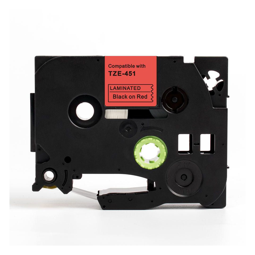 Tape 24mm TZe-451 Svart på Röd | Kontorsmaskiner - Märkmaskiner och tape - Tape - Brother TZ | Kontorsexperten