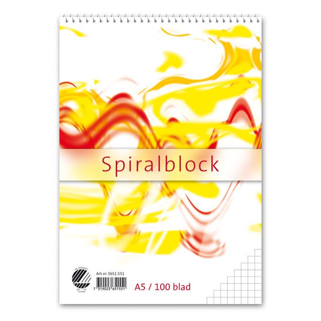 Spiralblock A5 60g 100 blad rutat | Kontorsmaterial - Block och anteckningsböcker - Spiralblock | Kontorsexperten