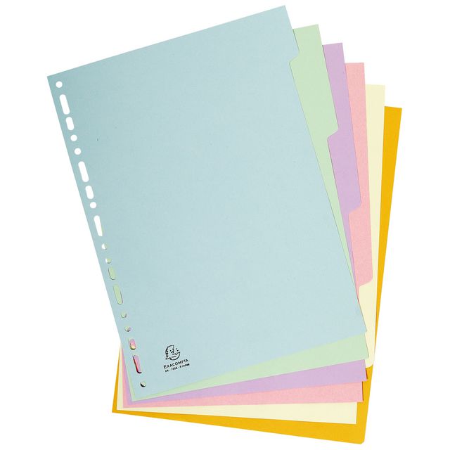 EXACOMPTA Tom avdelare, Forever®, presspan, 6 delar, A4, olika pastellfärger | Kontorsmaterial - Pärmar och register - Pappersregister | Kontorsexperten