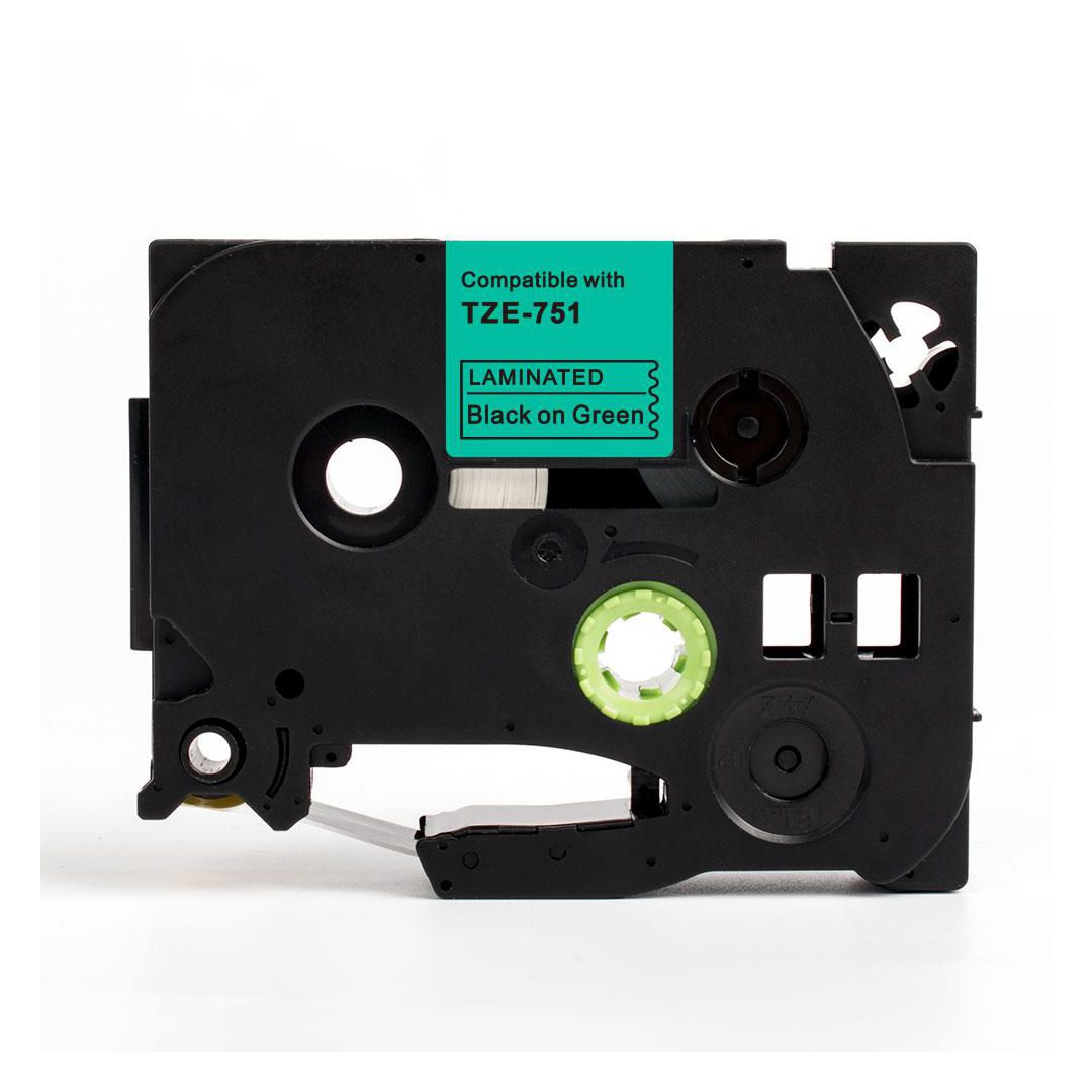 Tape 24mm TZe-751 Svart på Grön | Kontorsmaskiner - Märkmaskiner och tape - Tape - Brother TZ | Kontorsexperten