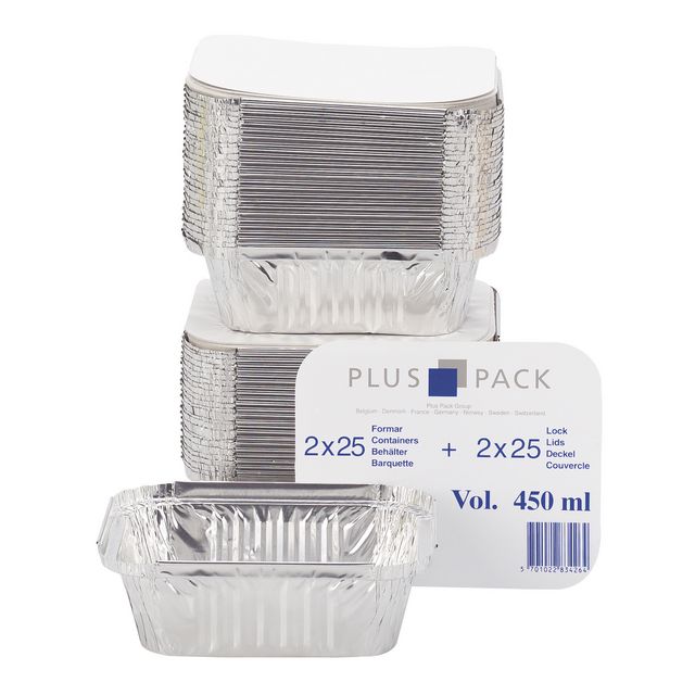 Aluminiumform inkl. lock 450ml 50/fp | Kök och servering - Matförvaring - Aluminiumformar | Kontorsexperten