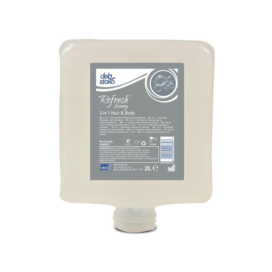 DEB Duschtvål Refresh Lux 3in1 HairoBody 2L | Städ och hygien - Tvål och hygien - Duschtvål och Shampoo | Kontorsexperten