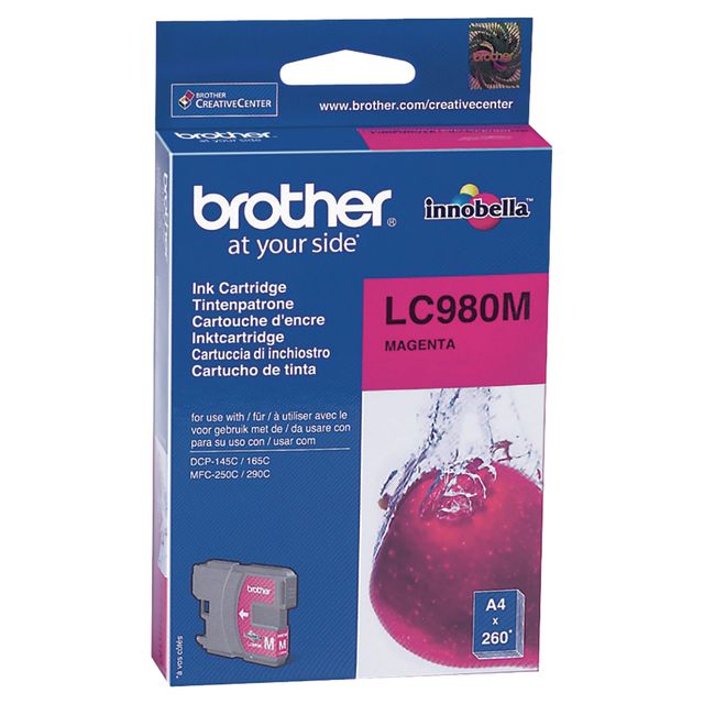 Brother Bläckpatron LC980 M, LC-980M, Innobella™-bläck, magenta, singelförpackning | Toner och bläck - Bläckpatroner - Bläckpatroner Brother | Kontorsexperten