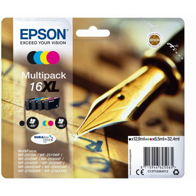 EPSON Bläckpatron C13T16364012 BK/C/M/Y | Toner och bläck - Bläckpatroner - Bläckpatroner Epson | Kontorsexperten