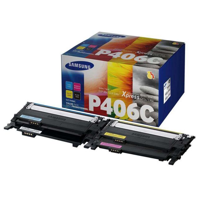 SAMSUNG Tonerkassett, CLT-P406C, SU375A, svart, cyan, magenta, gul, singelförpackning | Toner och bläck - Tonerkassetter - Toner Samsung | Kontorsexperten