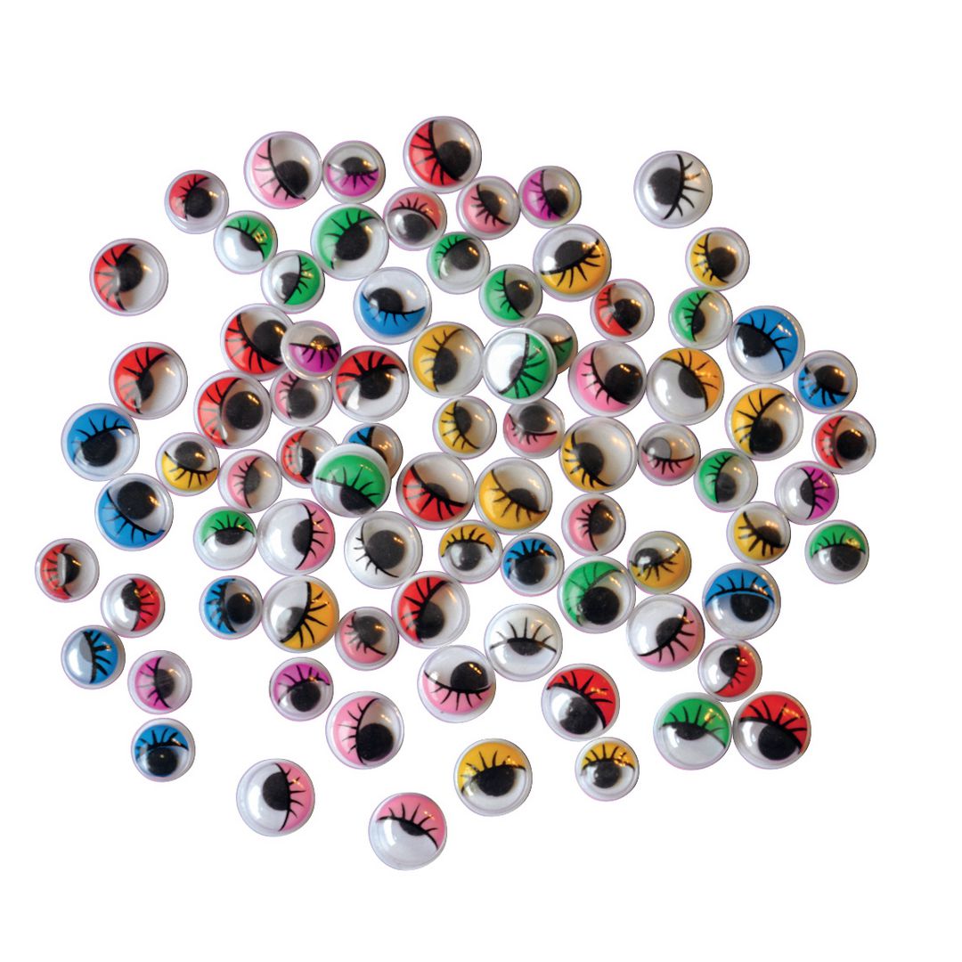 PLAYBOX Plastögon PET färgade med frans 140/fp | Skola och förskola - Hobbymaterial - Pyssel - Ögon | Kontorsexperten