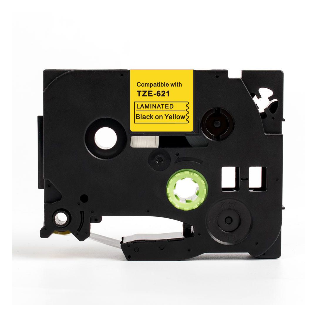 Tape 9mm TZe-621 Svart på Gul | Kontorsmaskiner - Märkmaskiner och tape - Tape - Brother TZ | Kontorsexperten