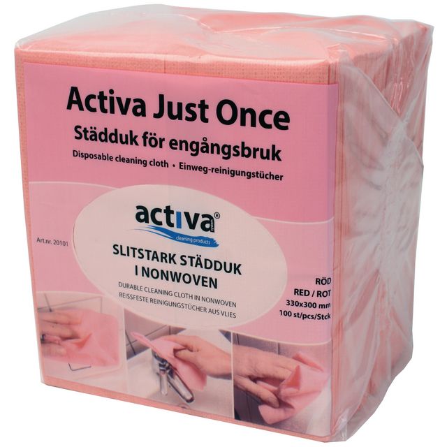 ACTIVA Städduk JustOnce engångs röd 100/fp | Städ och hygien - Städdukar och diskdukar - Städdukar - Alltork | Kontorsexperten