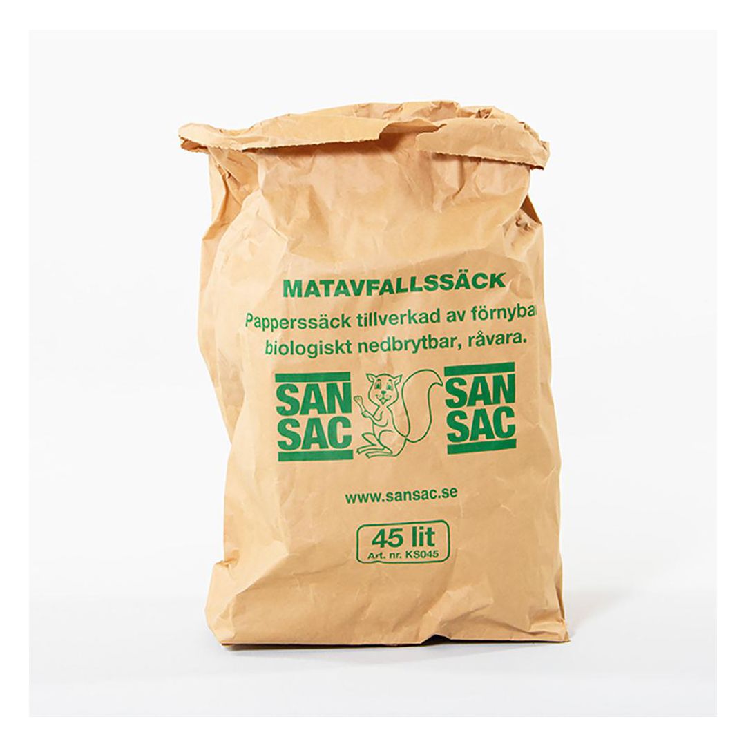 SAN SAC Matavfallspåse papper 45L 20/fp | Städ och hygien - Påsar och säckar - Matavfallspåsar | Kontorsexperten
