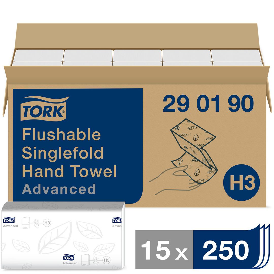 TORK Pappershandduk Advanced H3 2-lagers vit spolbar 3750/fp | Städ och hygien - Toalettpapper och torkpapper - Pappershanddukar | Kontorsexperten