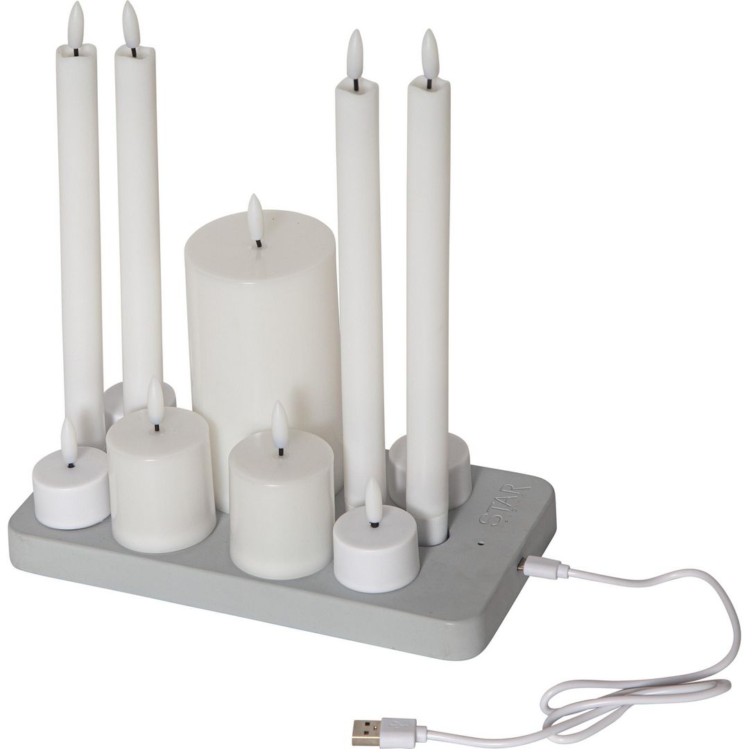 STAR TRADING Ljus Mix Flamme Charge LED laddbricka vit | Kök och servering - Ljus och tillbehör - LED-Ljus | Kontorsexperten