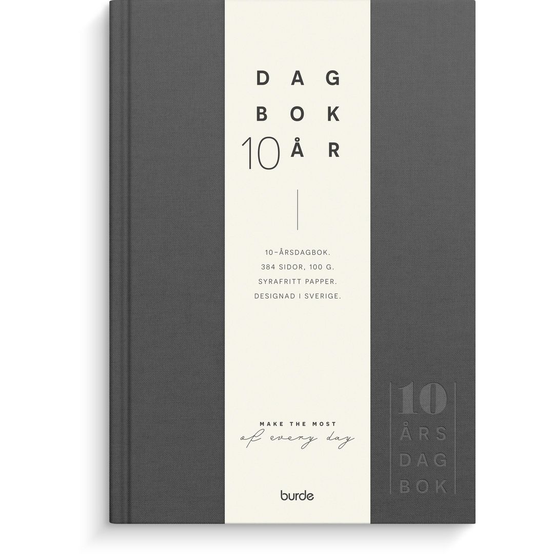 BURDE 10-årsdagbok mörkgrå linnetextil | Almanackor och kalendrar - Dagböcker - Dagböcker | Kontorsexperten