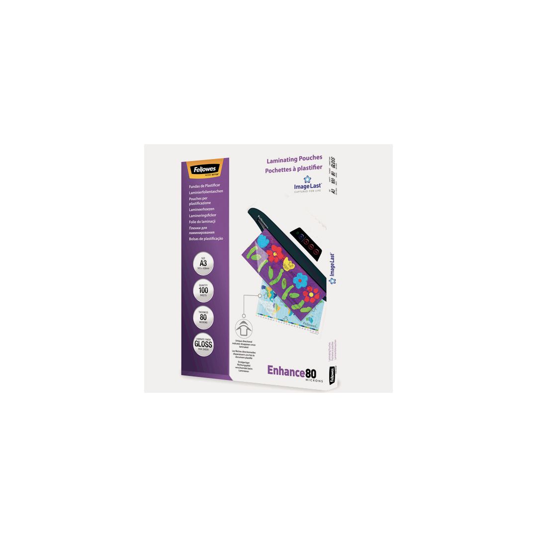 FELLOWES Laminat A3 80mic Klar 100/fp | Kontorsmaskiner - Laminering - Laminat - A3 | Kontorsexperten