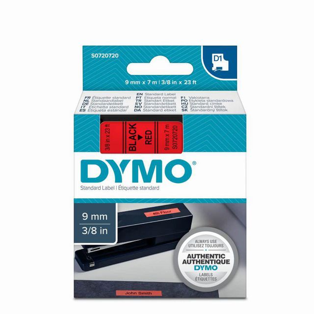 DYMO Tape D1 9mm svart på röd | Kontorsmaskiner - Märkmaskiner och tape - Tape - Dymo D1 | Kontorsexperten