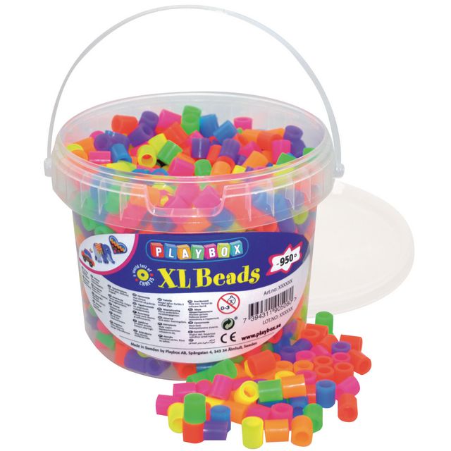 PLAYBOX Maxipärlor neon 950/fp | Skola och förskola - Hobbymaterial - Nabbipärlor - Rörpärlor | Kontorsexperten