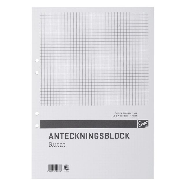Anteckningsblock A4 100 blad rutat hålat TräFritt | Kontorsmaterial - Block och anteckningsböcker - Anteckningsblock | Kontorsexperten