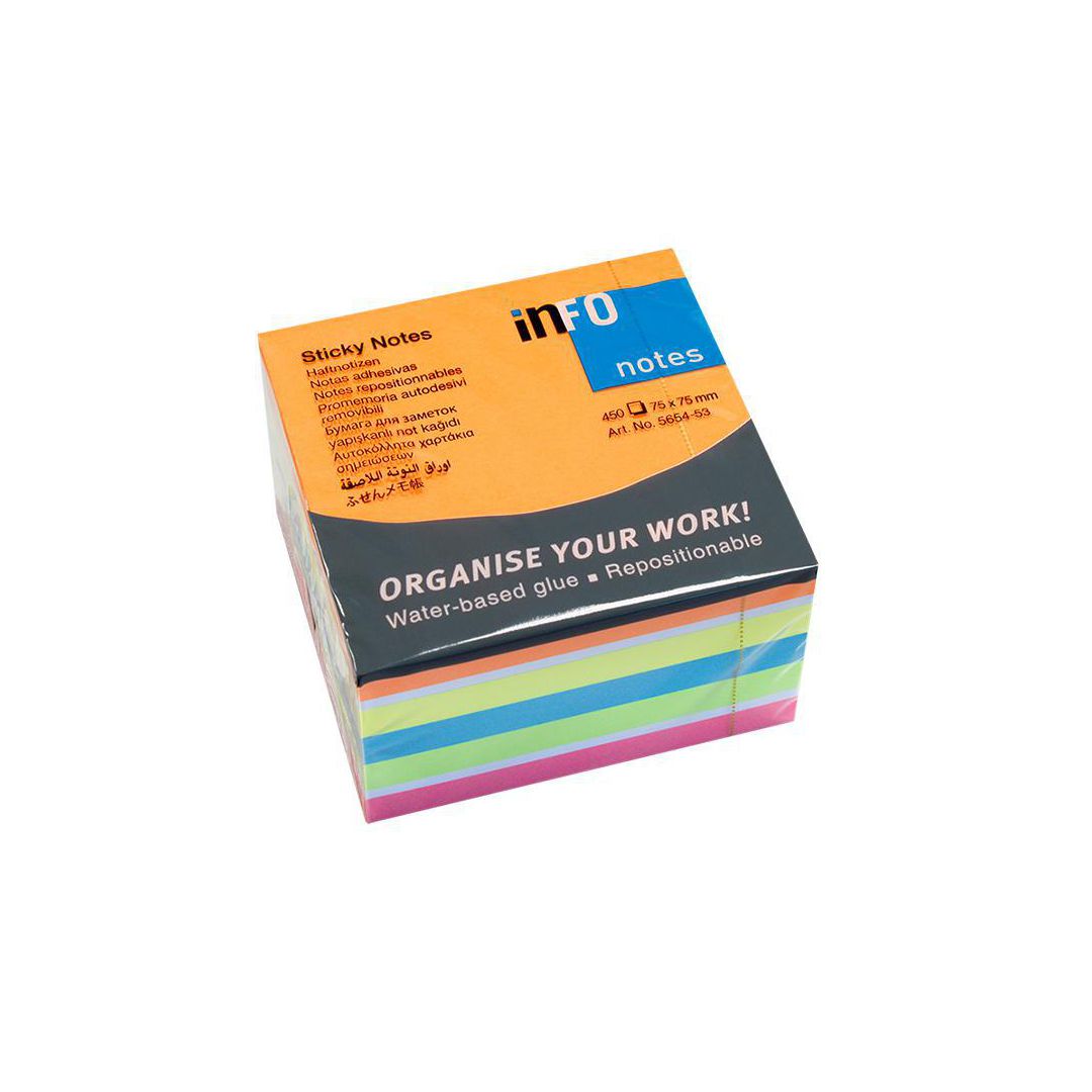 INFO Notes kub 75x75mm Brilliant | Kontorsmaterial - Notes och Post-It - Notes - Kuber | Kontorsexperten