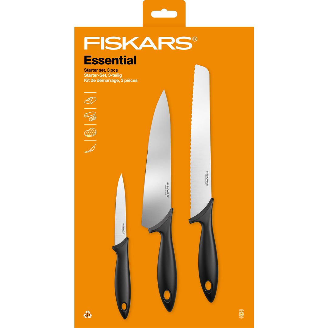 FISKARS Essential Knivset 3 delar | Kök och servering - Köksutrustning - Köksartiklar | Kontorsexperten