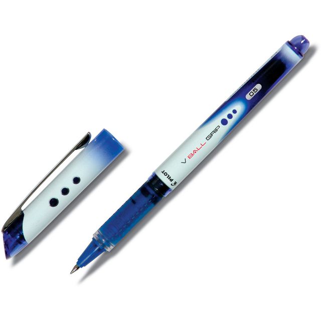 PILOT Bläckkulpenna, V-Ball 05 Grip, extra tunn spets på 0,5 mm, blå | Kontorsmaterial - Pennor - Bläckkulpennor | Kontorsexperten