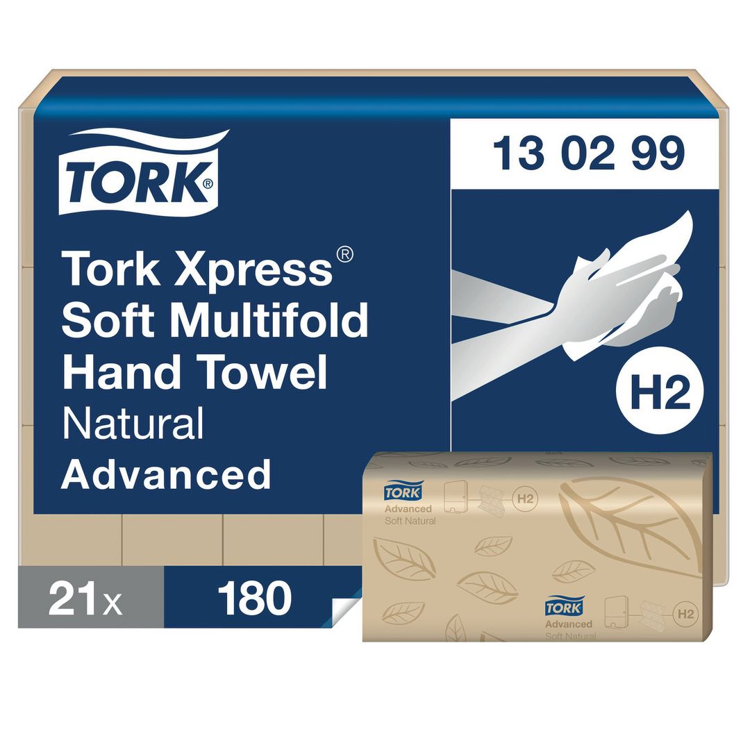 TORK Pappershandduk Xpress H2 Advanced Mjuk Multifold 2-lagers natur 3780/fp | Städ och hygien - Toalettpapper och torkpapper - Pappershanddukar | Kontorsexperten
