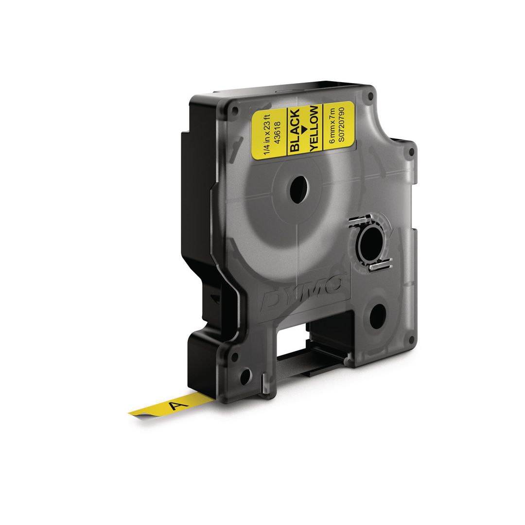 DYMO Tape D1 6mm svart på gul | Kontorsmaskiner - Märkmaskiner och tape - Tape - Dymo D1 | Kontorsexperten