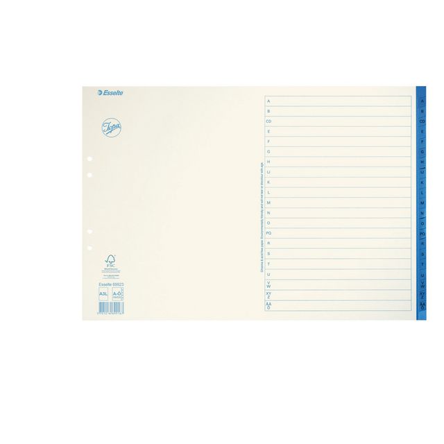 JOPA Pappersregister, otryckt, kraft, A-Ö, A3L, vit | Kontorsmaterial - Pärmar och register - Pappersregister | Kontorsexperten