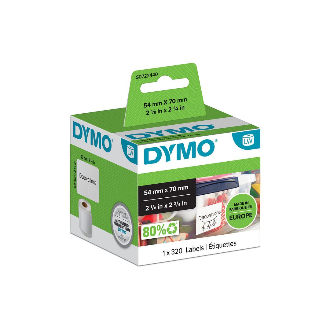 DYMO Etikett LW 70x54mm 320/fp | Kontorsmaskiner - Etikettskrivare och etiketter - Etiketter - Dymo | Kontorsexperten